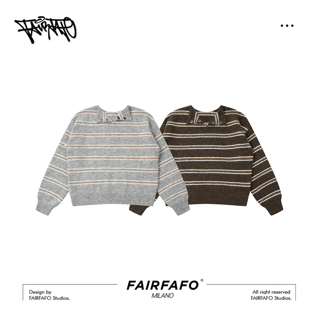 【慵懒条纹毛衣】MYBL5A200秋冬新款舒适温暖百搭复古韩系休闲毛衣