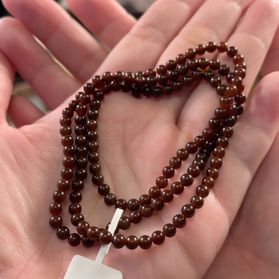 和田玉（糖玉）未镶嵌手链金山红糖4mm小米珠珠链