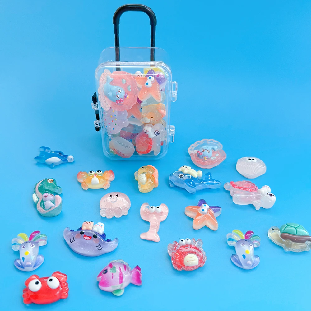 海洋生物动物行李箱桌面摆件立体模型可爱卡通小朋友儿童夜光玩具