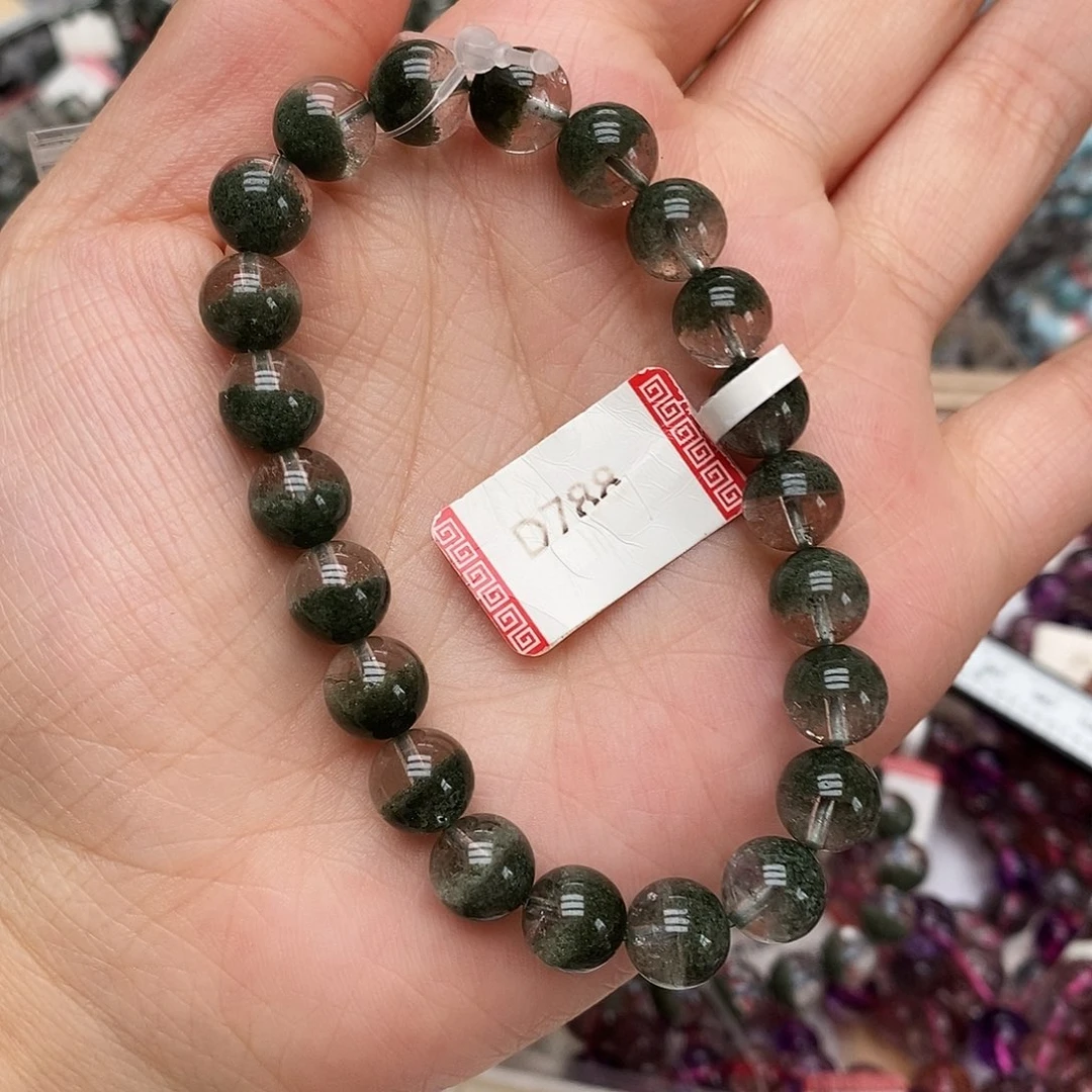 未镶嵌手链水晶D788 绿幽灵 聚宝盆 8m+