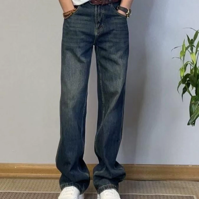 男士直筒牛仔裤复古水洗长裤子时尚百搭高街高品质宽松潮流休闲裤