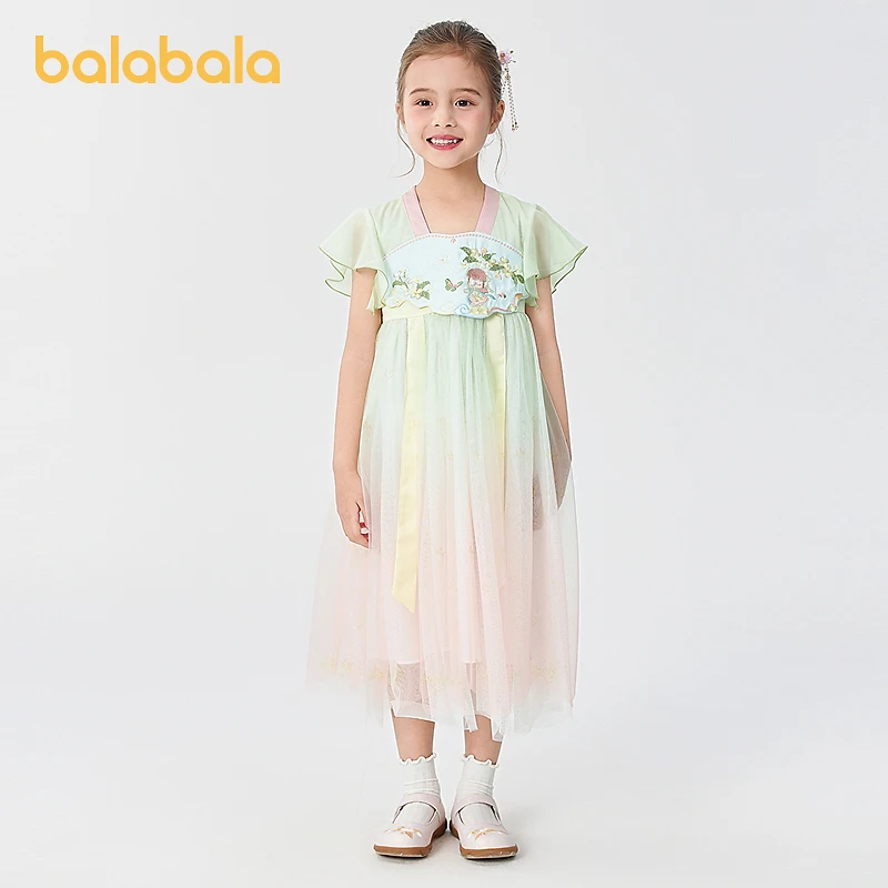 【若来IP商场同款】巴拉巴拉女连衣裙2025儿童裙子夏国风汉服襦裙