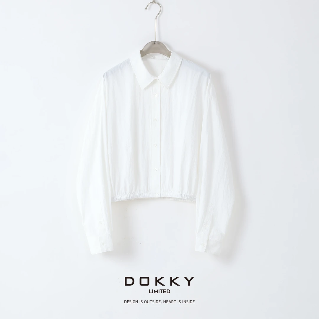 Dokky「冰冰小外套.紫标」定纺皱感面料.收腰显瘦防晒衬衣LA0482