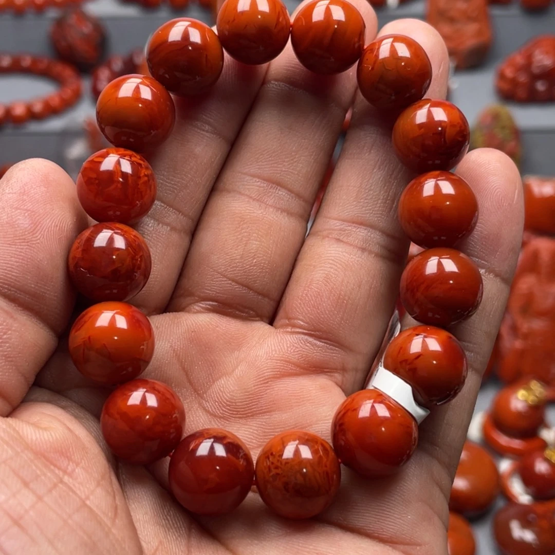 南红玛瑙未镶嵌珠宝奇石单圈12➕