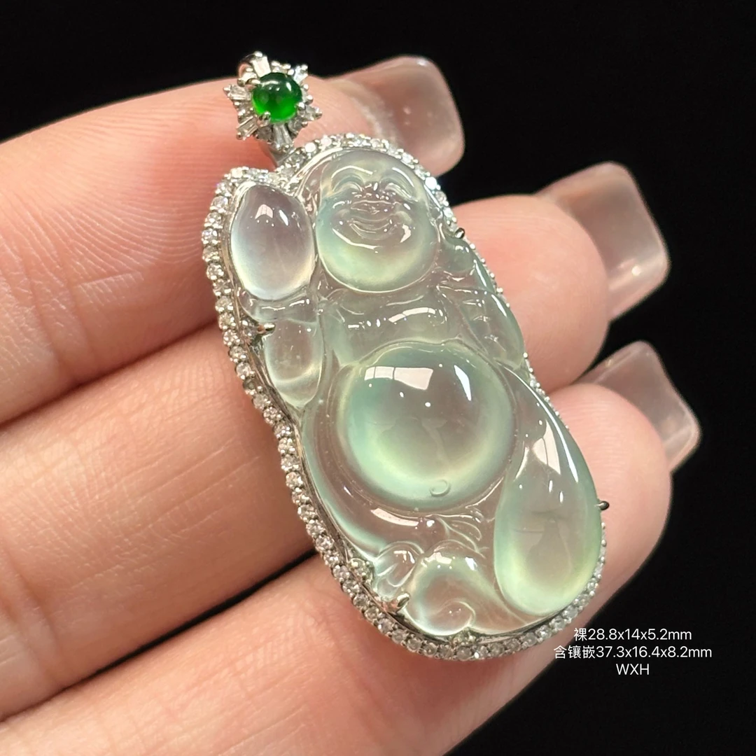 《缅甸珠宝严选》缅甸翡翠冰晴底布袋佛吊坠（下单质询客服）WXH