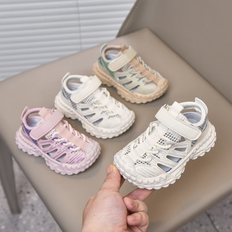 儿童包头凉鞋夏季1-6岁小童休闲框子鞋镂空运动鞋女童沙滩鞋