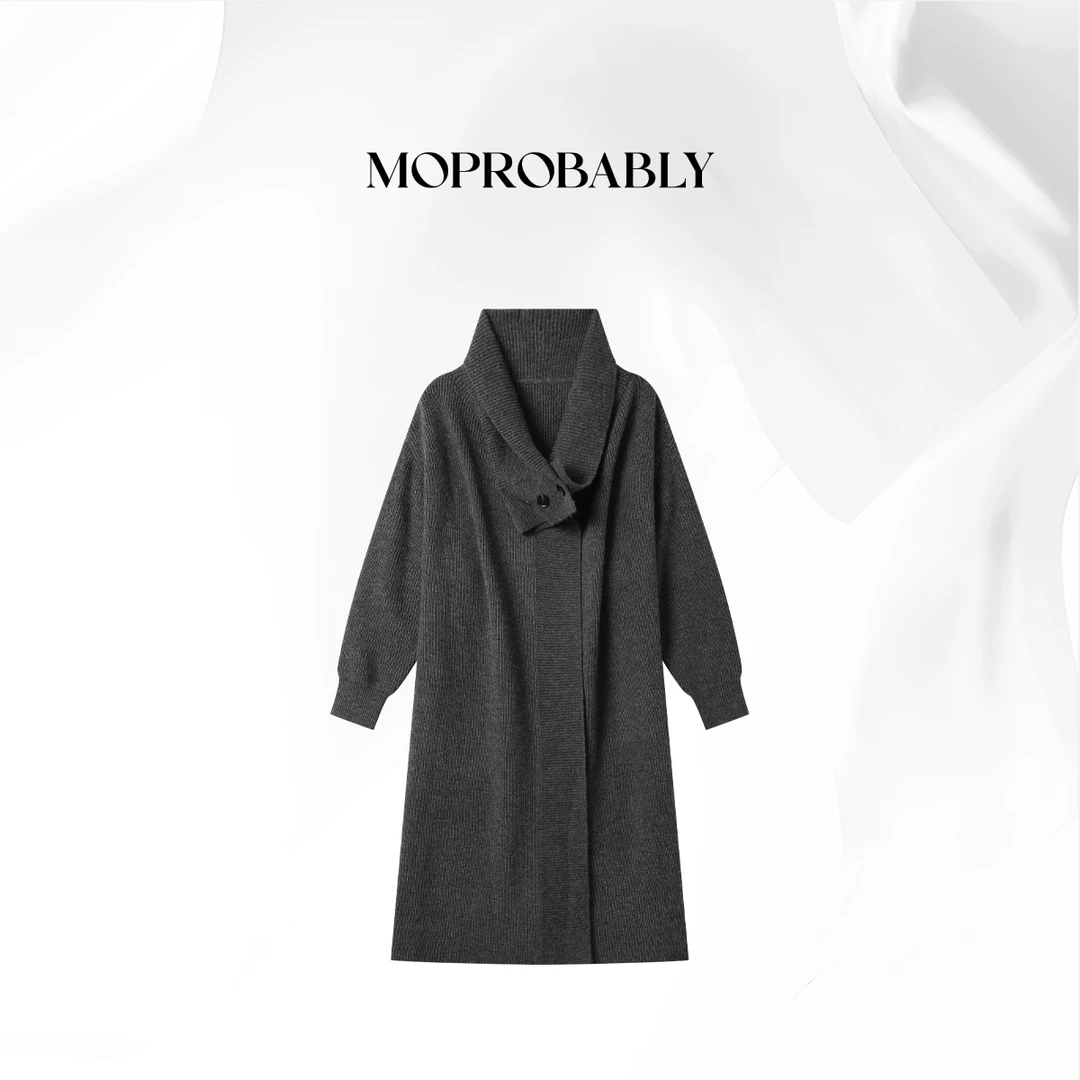 Moprobably贝贝「慕斯」 气质百搭时尚毛针织风衣B5456012