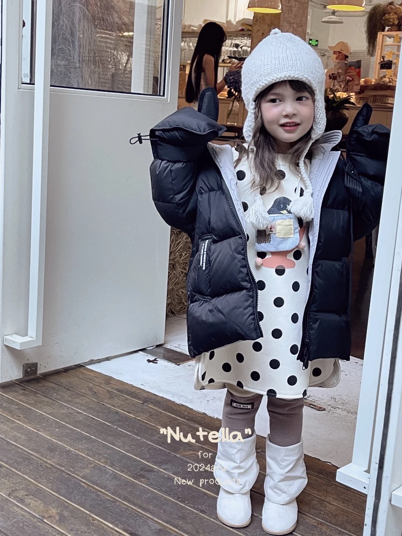 【果】国标90绒黑色中长款羽绒服 8815