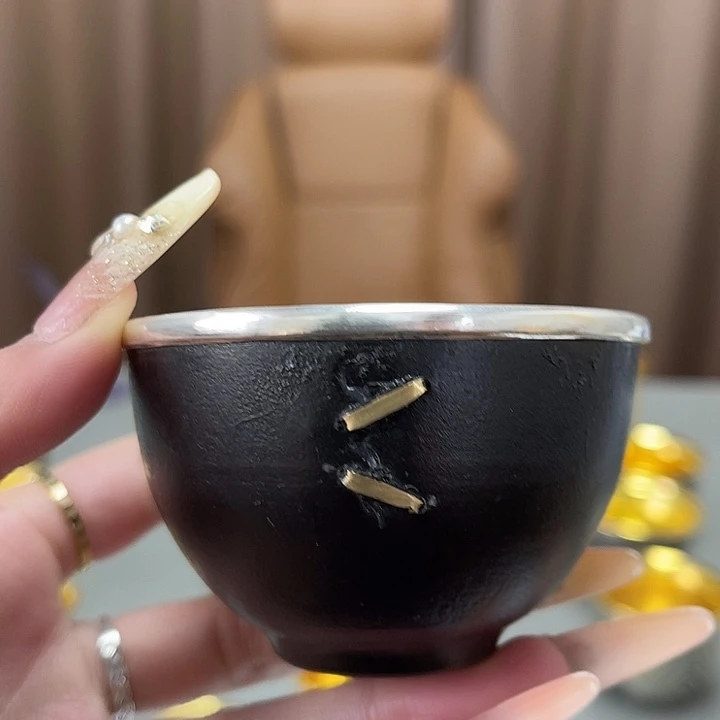 李小鹤铁包银足银20克锔钉杯100毫升