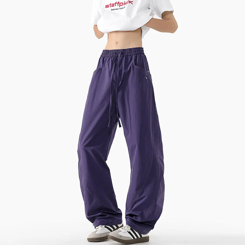 夏季美式拼接防风防水速干软壳运动休闲弯刀裤男阔腿裤港风工装裤