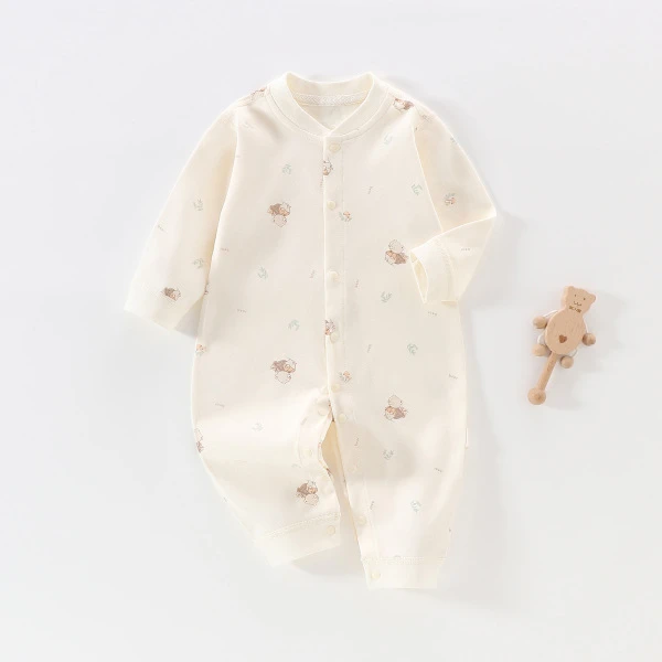 新生儿春秋纯棉连体衣秋冬婴儿打底内搭衣服新生儿外出哈衣爬爬服