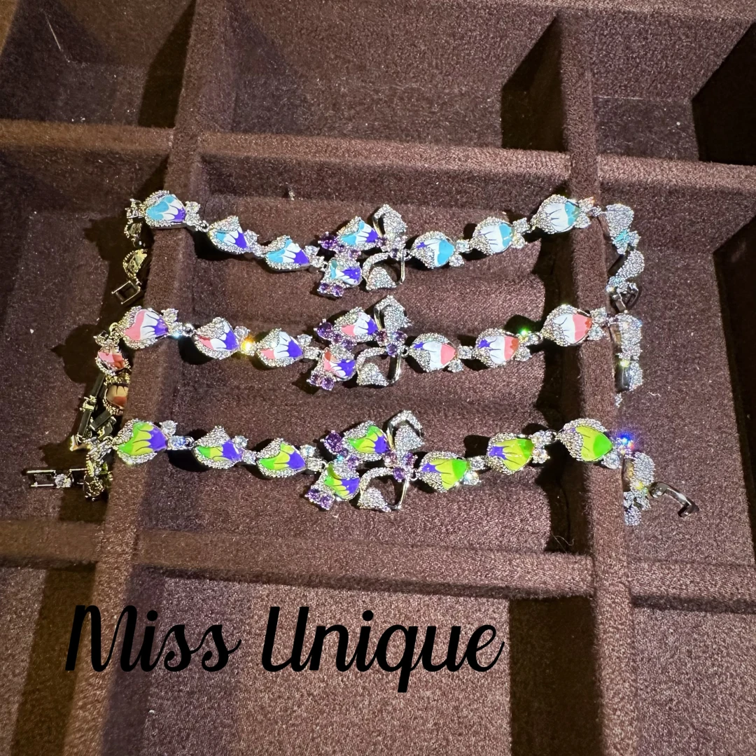 S6883蓝紫珐琅彩四瓣花手链