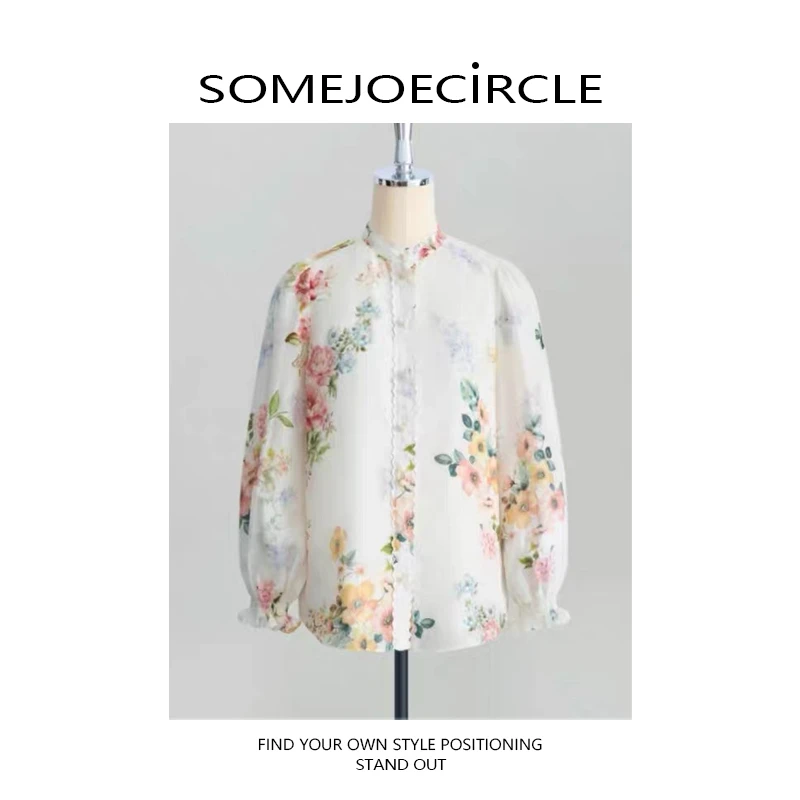 SOMEJOECIRCLE【Fab渠道】梦境花园宽松慵懒风印花度假风衬衫Z7176