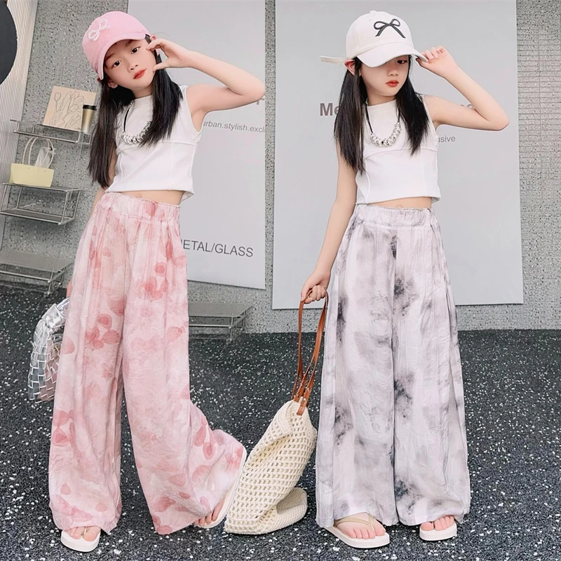 女童夏季裤子2025新款儿童阔腿防蚊裤休闲百搭女大童洋气时髦裤子