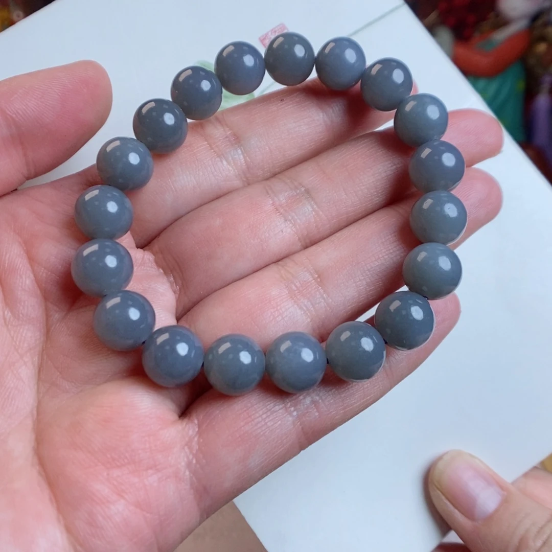 和田玉手链未镶嵌烟紫