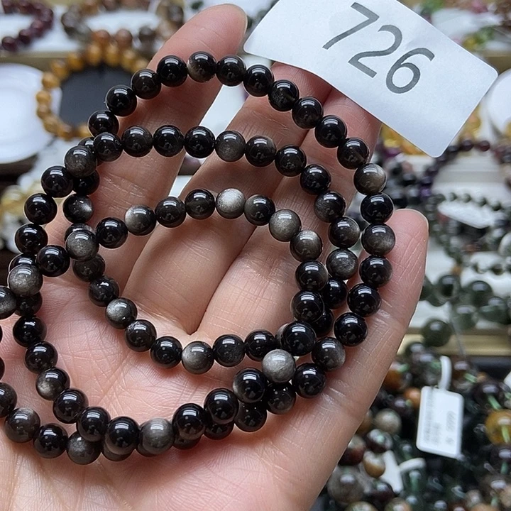 黑曜岩手链未镶嵌手串