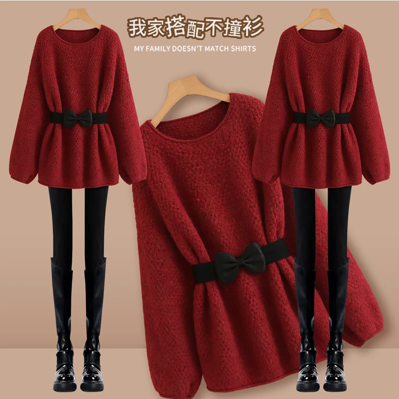 巨好看减龄穿搭时尚蝴蝶结收腰毛衣女2025秋冬新款韩系宽松针织衫