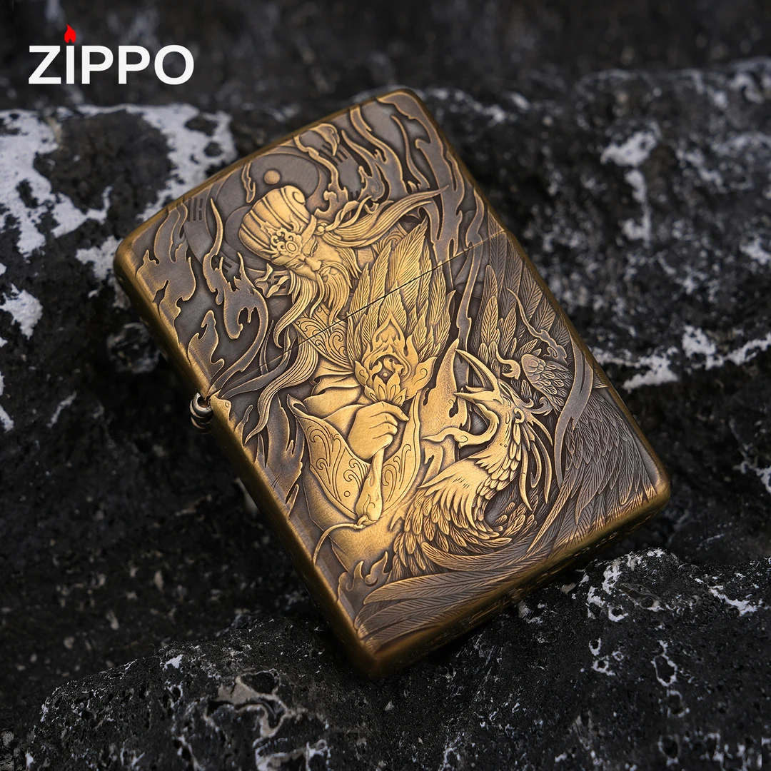 ZIPPO/之宝打火机鬼王黄铜盔甲孔明关公男朋友原装打火机男士DYJ1