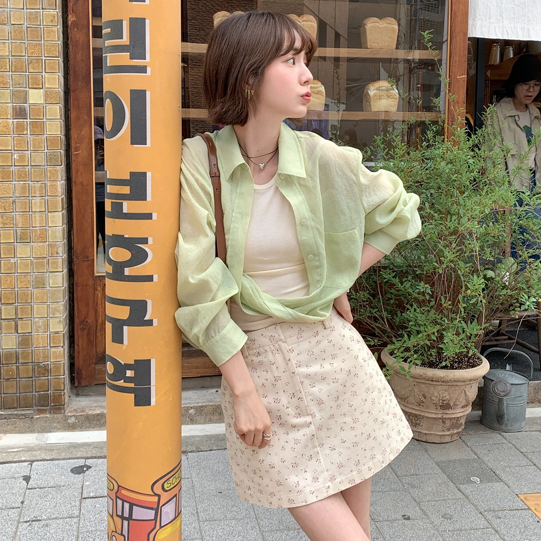 【微光薄雾】 单排扣衬衫FS404S145