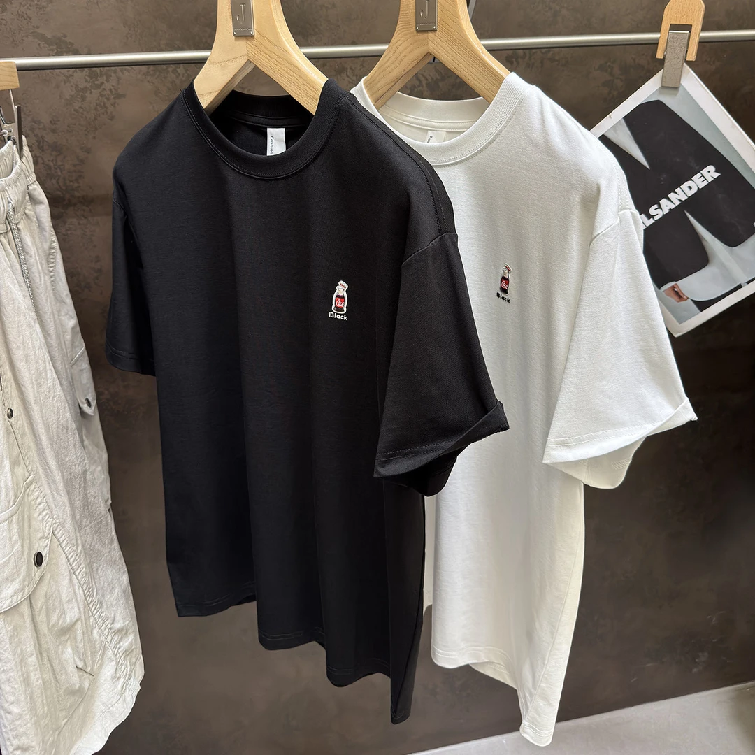 王簰质感！made in广东！亲肤舒适 调性可乐印花 男士短袖T恤6653