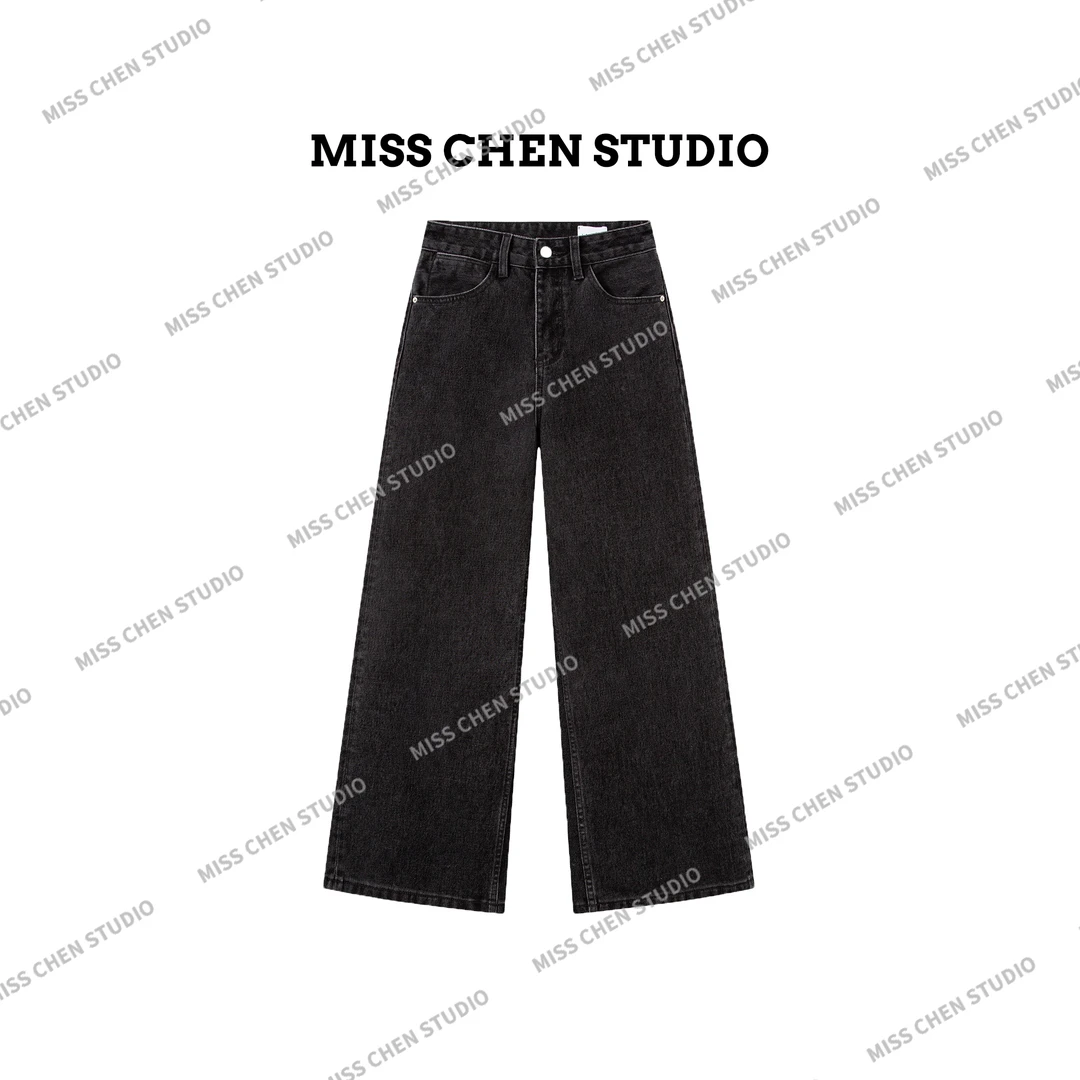 2025【赛？琳】秋冬厚款线下同款-不掉色麂皮巴黎灰牛仔裤女装5551