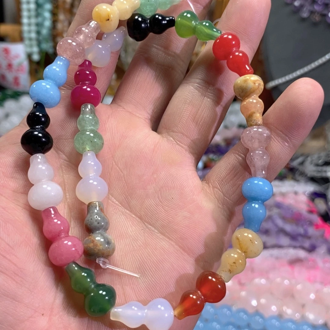 未镶嵌玛瑙/玉髓珠宝半成品天然多宝葫芦一条卡10mm