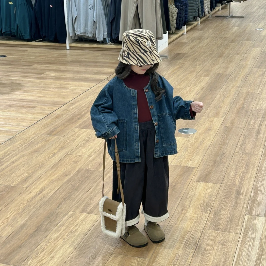 2025秋季新款男女童儿童复古森系牛仔外套宝宝休闲裤韩版潮套装