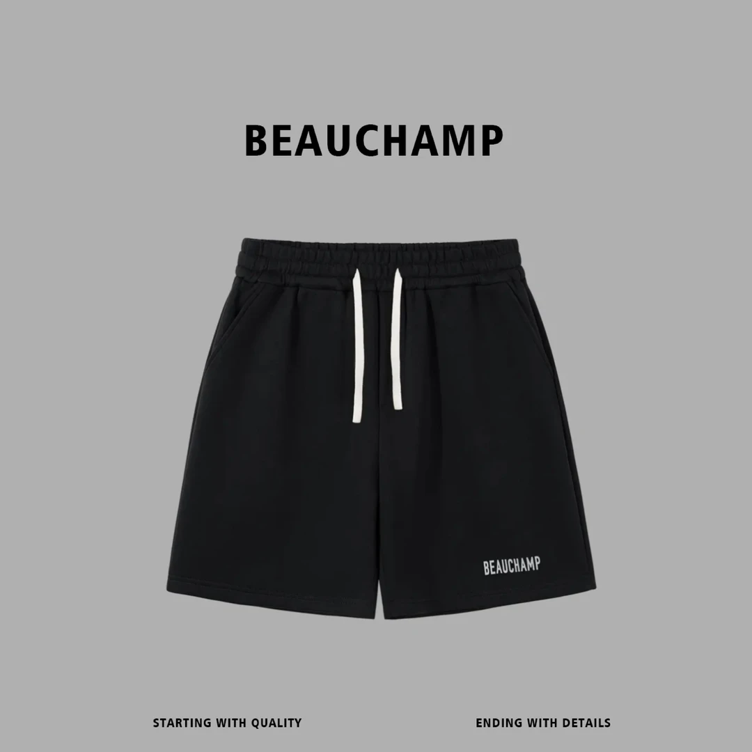Beau champ品牌 高档运动纯色印花简约宽松男士短裤 3022#