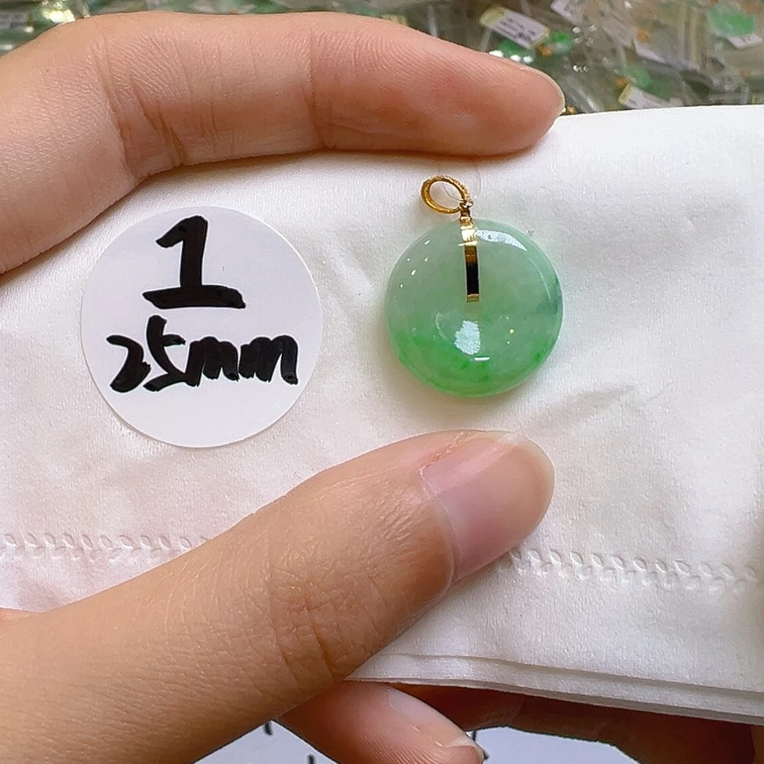 翡翠18K金镶嵌吊坠(不含链)翡翠