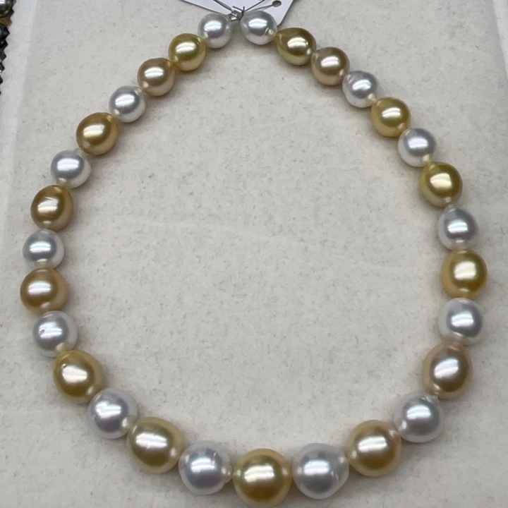 未镶嵌项链海水珍珠白金混彩11-13.9