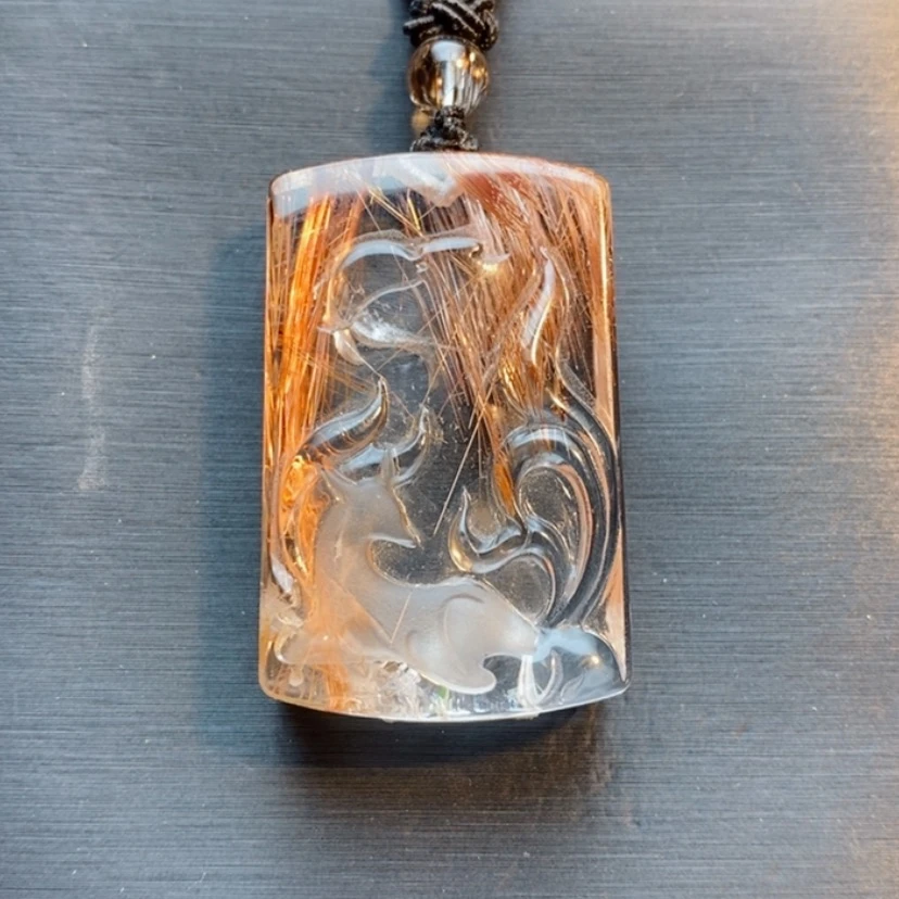 【闪购商品】未镶嵌颈饰发晶天然铜发晶九尾狐吊坠