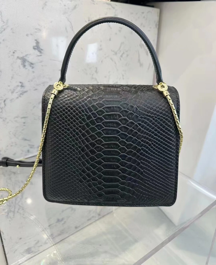 爱黛AD06557蛇头手提风琴轻奢百搭气质牦牛皮风琴包尺寸19*10*16