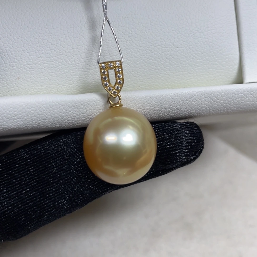 海水珍珠18K金镶嵌吊坠(不含链)13.3mm