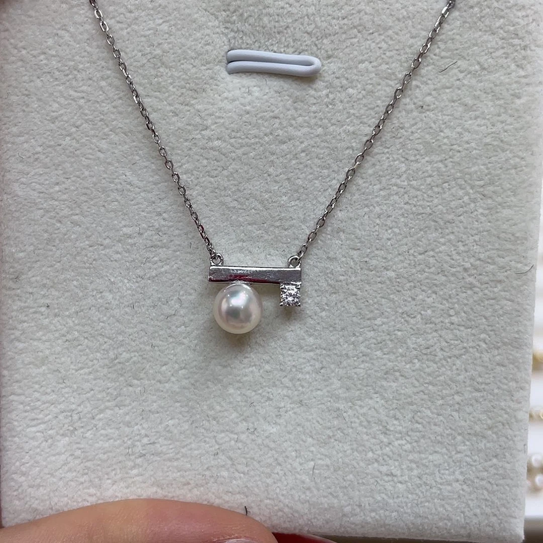 海水珍珠银S925镶嵌颈饰