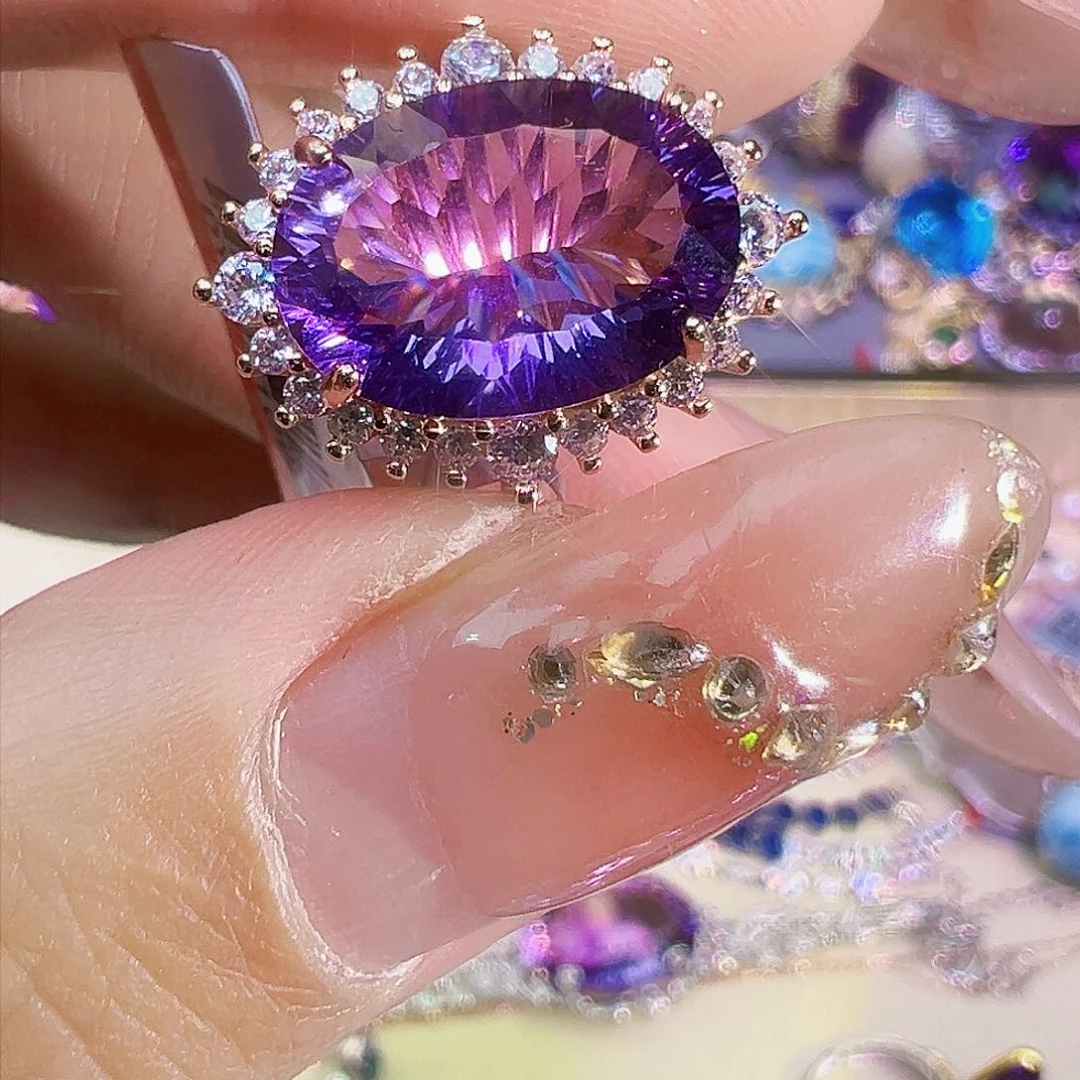 紫晶珠宝半成品银S925镶嵌