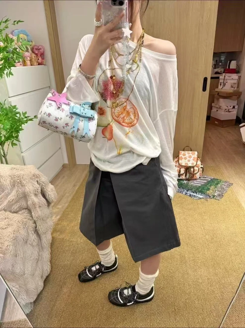 【新款T恤合集9】夏季韩系显瘦宽松印花针织衫休闲短款T恤针织女
