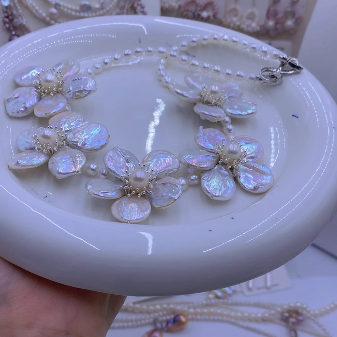 淡水珍珠颈饰银S925镶嵌