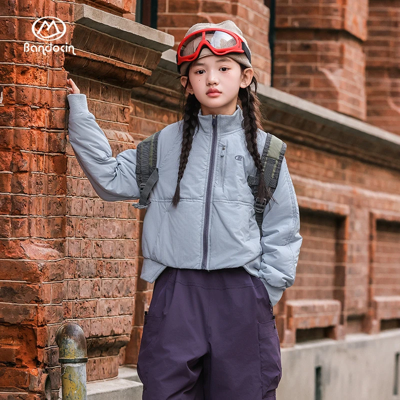 女童户外棉外套亲子装春秋儿童秋装中大童短款加厚棉衣棉袄夹克