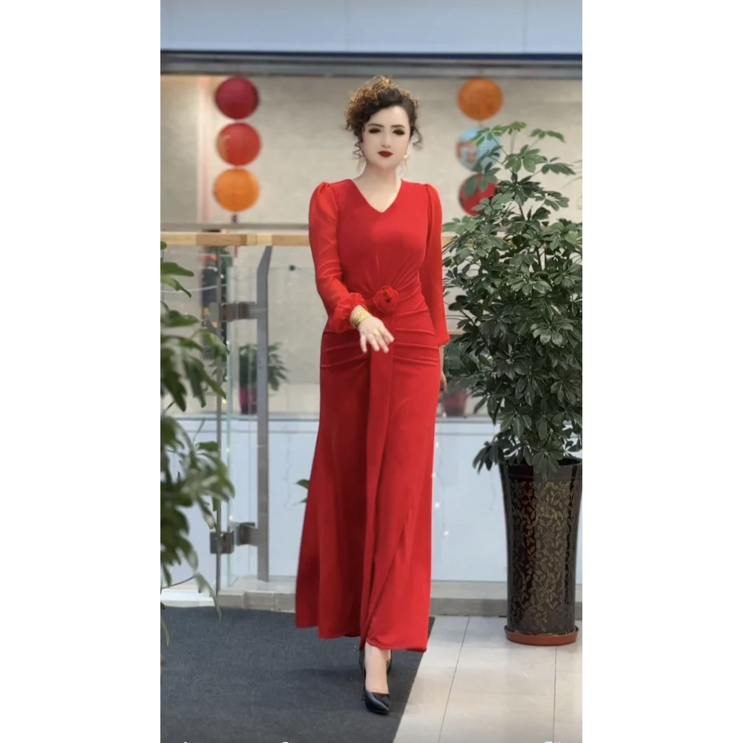 长款结婚法式新娘连衣裙显瘦裙子时尚214