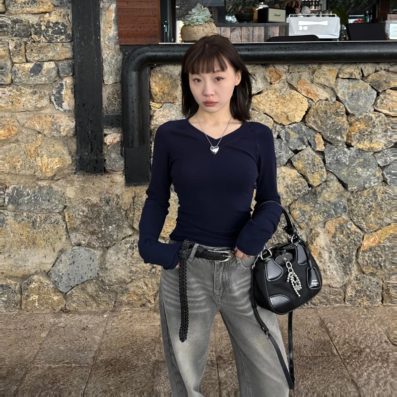 Our2【丝滑蛋白T】百搭修身小众设计感长袖T恤【B7140】