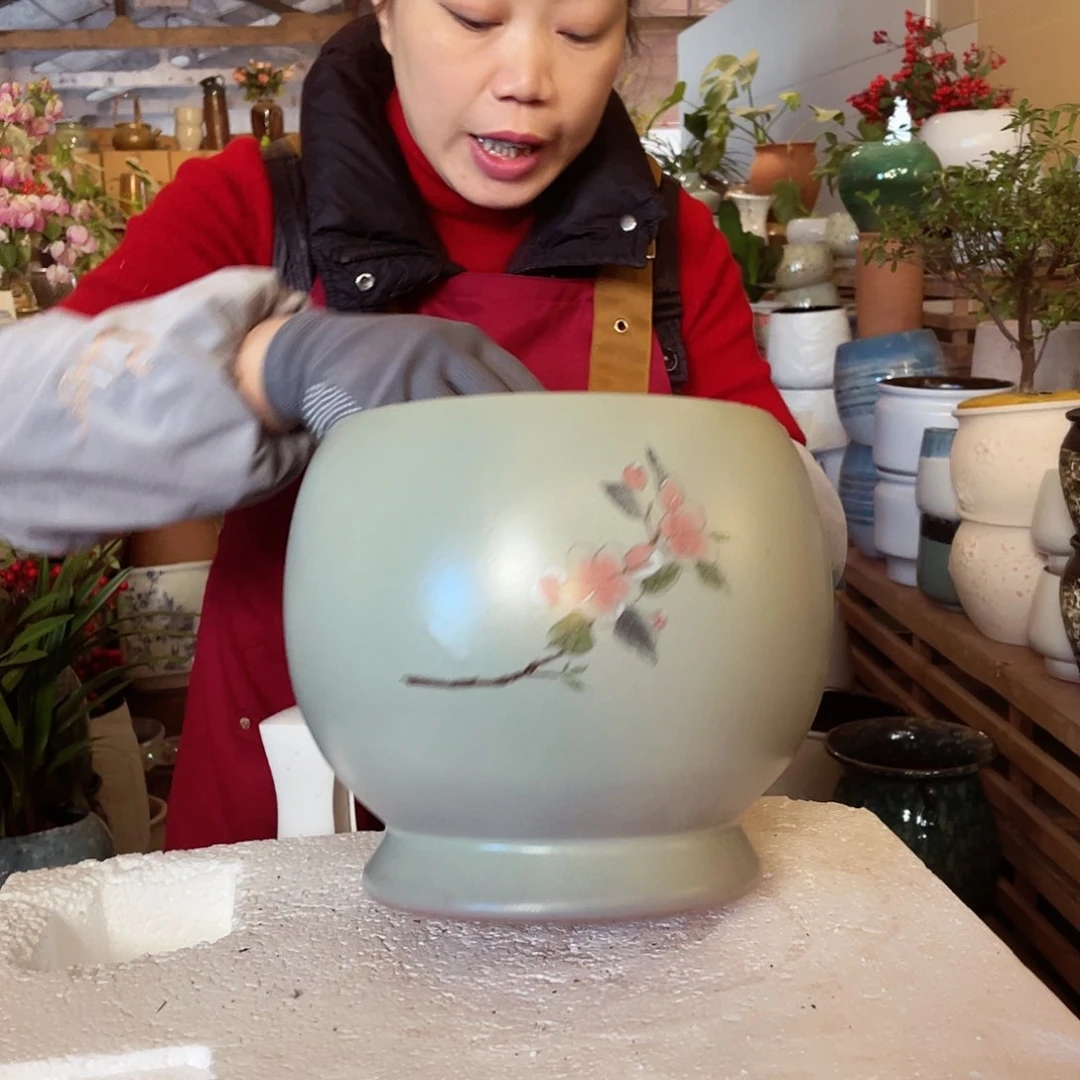 紫砂花盆高度23口径21