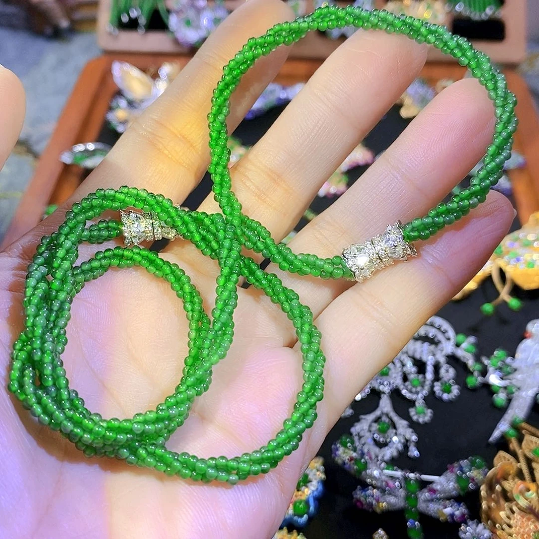 吊坠(不含链)银S925镶嵌翡翠轻**花