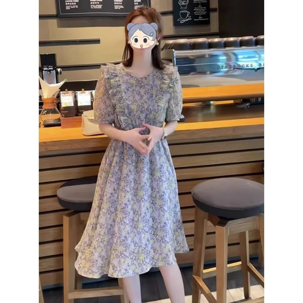 法式气质优雅小清新碎花连衣裙女2025夏季新款收腰显瘦a字裙子潮