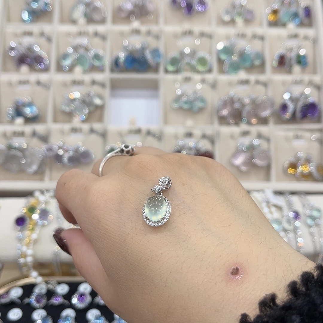 蛇纹石玉银S925镶嵌戒指