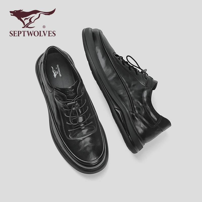 七匹狼正品皮鞋男款秋季英伦风头层牛皮爸爸男鞋软底商务休闲鞋子