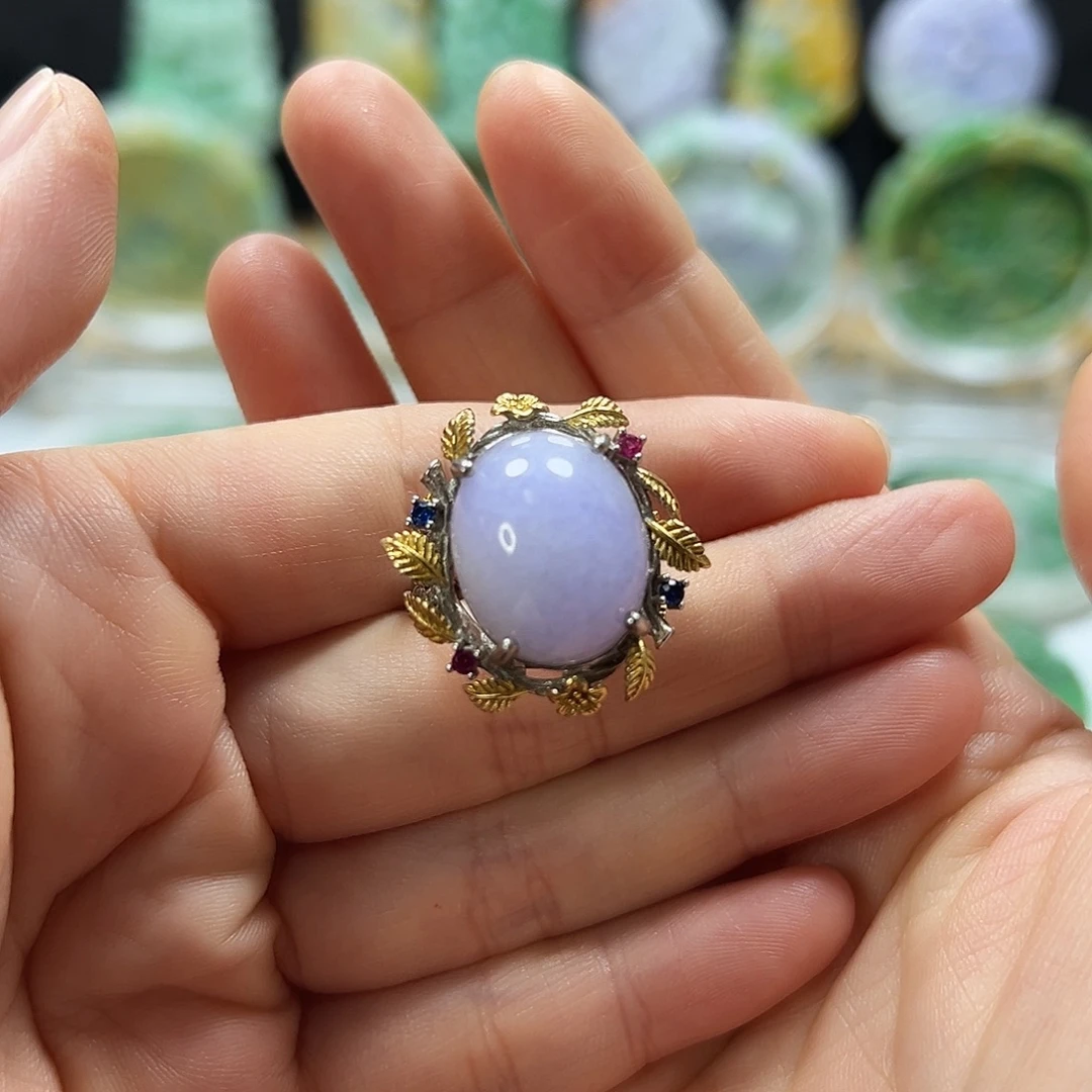 有***崖翡翠银S925镶嵌戒指戒指