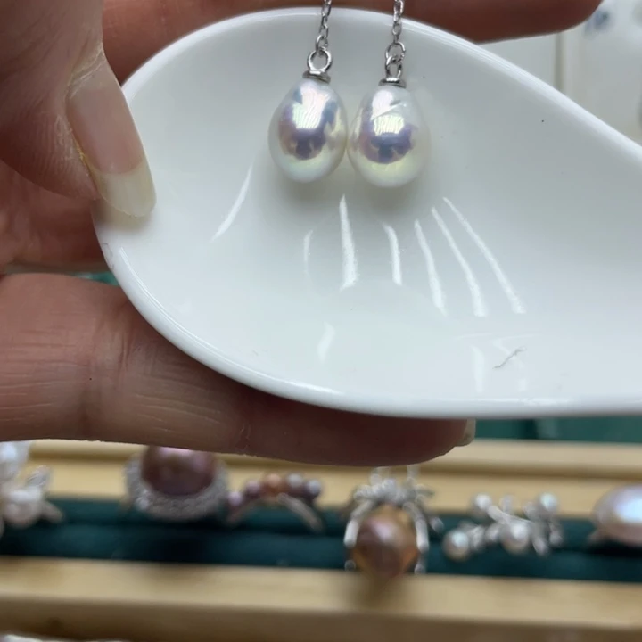 淡水珍珠耳饰银S925镶嵌