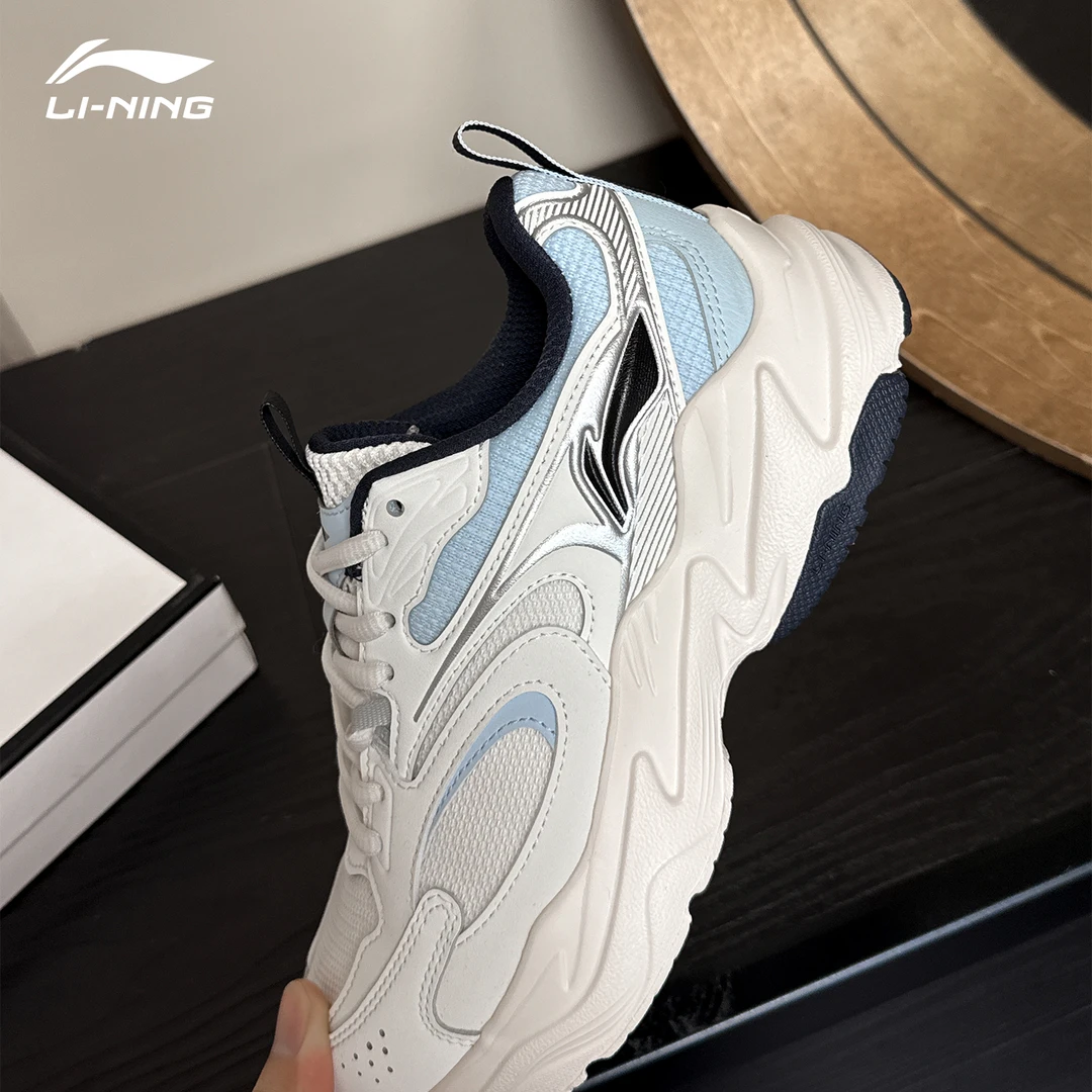 李宁女款2025厚底百搭休闲鞋老爹鞋正品透气轻便网面运动鞋旅游鞋