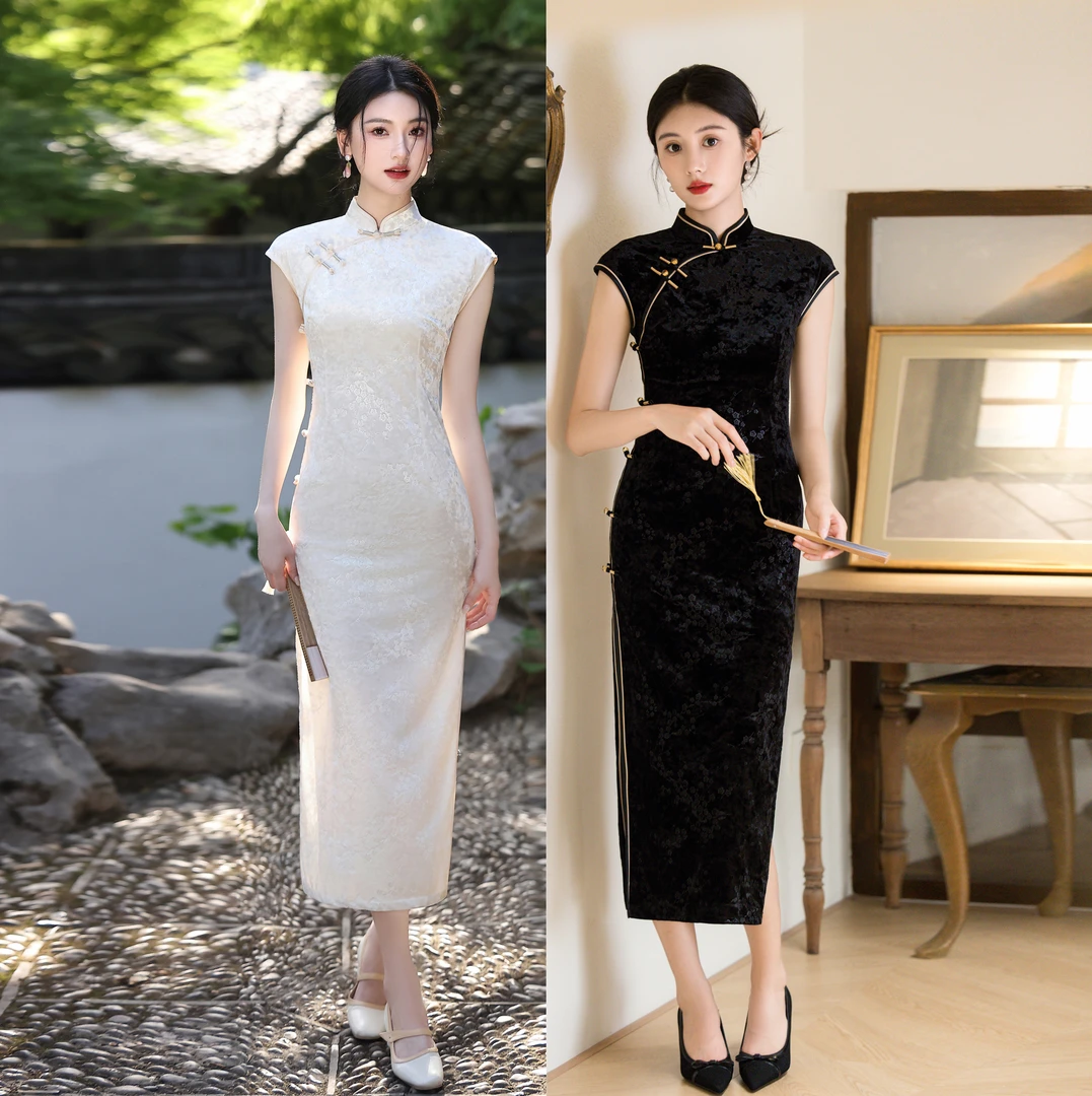 【芸琪】2025早秋年轻气质款丝绒复古新中式旗袍优雅显瘦日常连衣裙