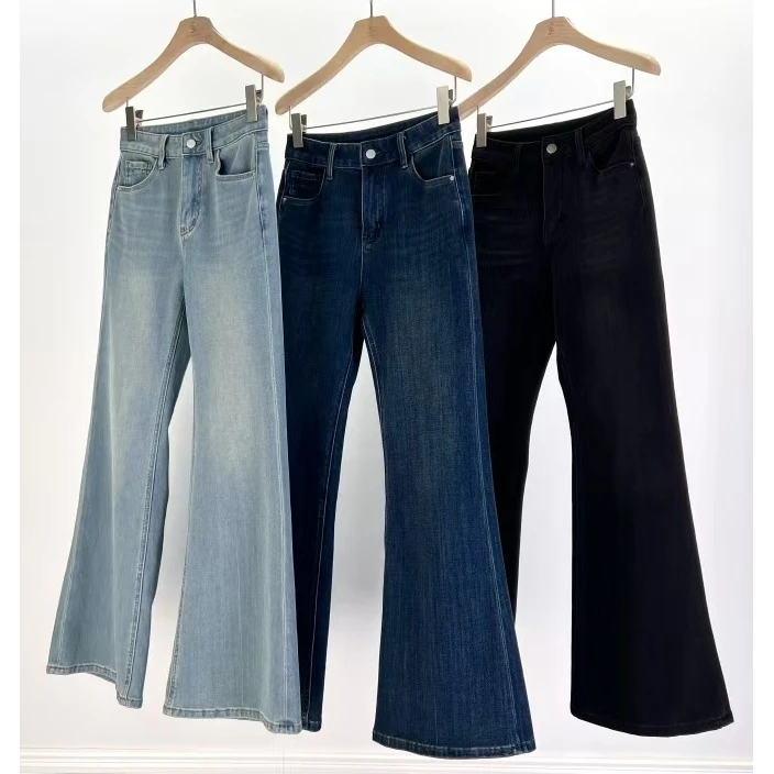 LSHOWYE 三色薄款四面弹力喇叭牛仔HJ25NZKZ28